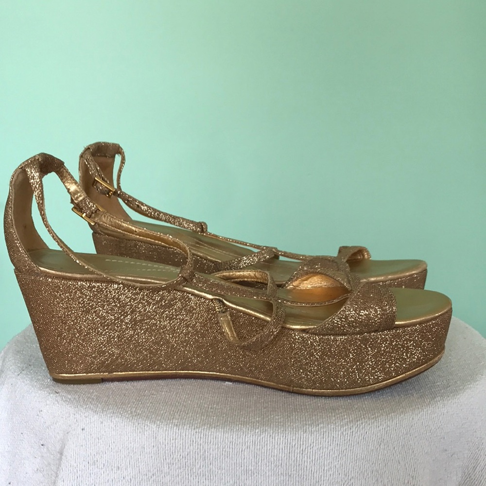 COPY - Kate Spade gold shiny wedges size 8/8.5